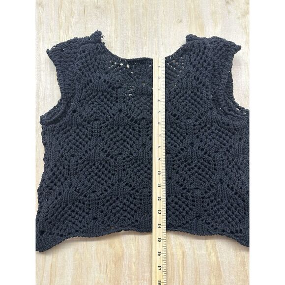 Free People Beach Crochet Tank Black Medium Knit Sweater M - Picture 6 of 6